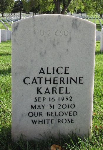 Alice Novotny Karel gravestone, Class of 1950