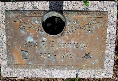 Anne Preble Crenshaw gravestone, Class of 1944