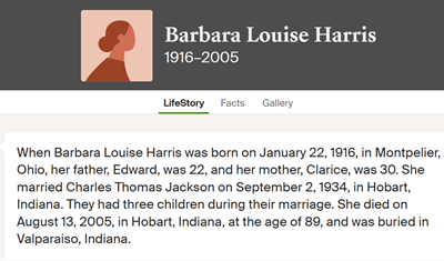 Barbara Harris Jackson marriage info, Class of 1932