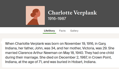 Charlotte Verplank Newman marriage info, Class of 1935