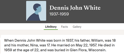 Dennis White life info, Class of 1957