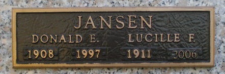 Donald Jansen gravestone, Class of 1928