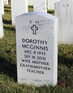 Dorothy Buczek McGinnis gravestone, Class of 1950