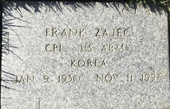 Francis (Frank) Zajec gravestone, Class of 1949