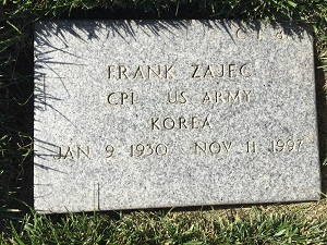 Francis (Frank) Zajec gravestone, Class of 1949