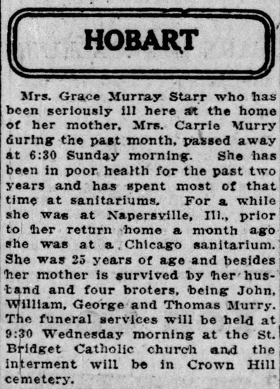 Grace Murray Starr obituary article, Class of 1918