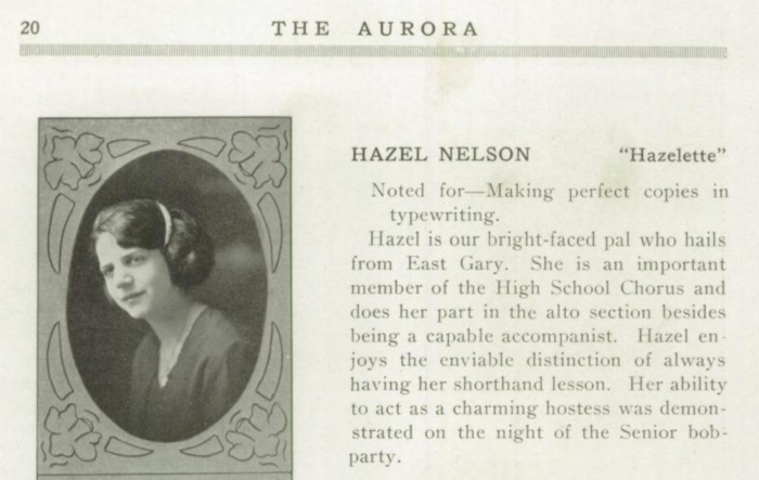 Hazel Nelson Shields, Class of 1922