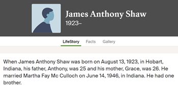 James Shaw life info, Class of 1941