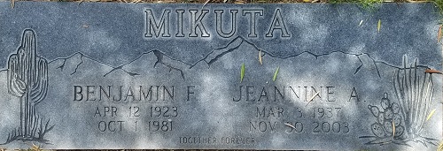 Jeannine Bailey Mikuta gravestone, Class of 1956