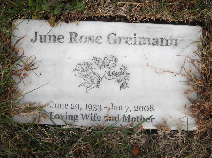 June Meeks Greimann gravestone, Class of 1951