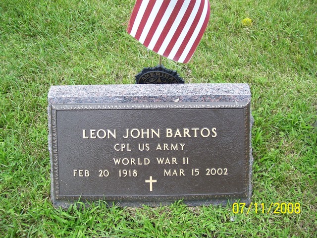 Leon (Leo) Bartos gravestone, Class of 1935
