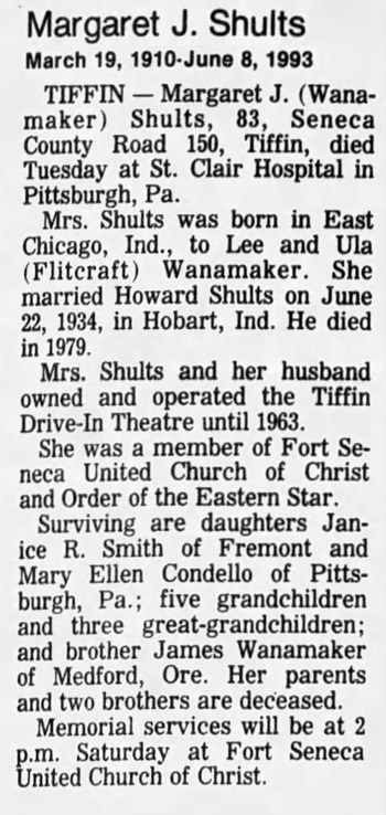 Margaret Wanamaker Shults obituary article, Class of 1927