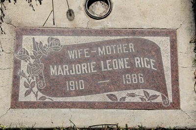 Marjorie Stevens Rice gravestone, Class of 1927