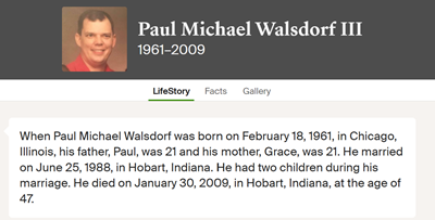 Paul Walsdorf III life info, Class of 1980