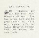 Ray Kostbade caption from 1920 yearbook