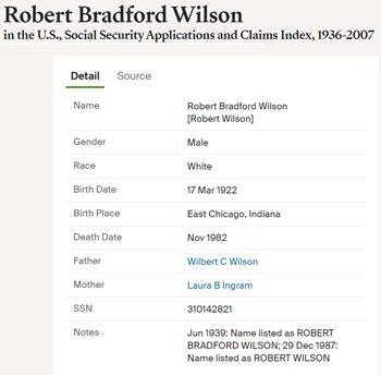Robert Wilson, death info, Class of 1941