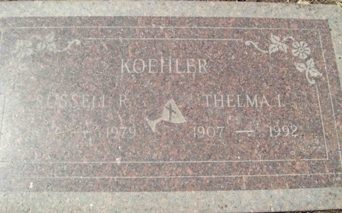 Thelma Tolle Koehler gravestone, Class of 1925