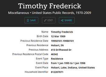 Tmothy Frederick life info, Class of 1928