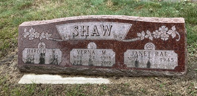 Verna Ramsay Shaw gravestone, Class of 1936