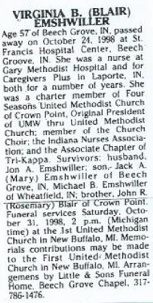 Virginia Blair Emshwiller obituary
