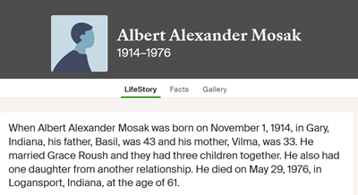 Albert Alexander Mosak life info, Class of 1933