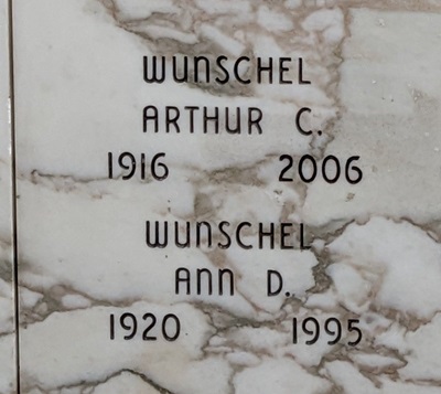 Ann Bosnak Wunschel gravestone, Class of 1938