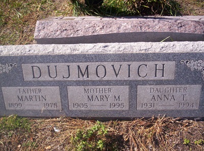 Anna Dujmovich gravestone, Class of 1950