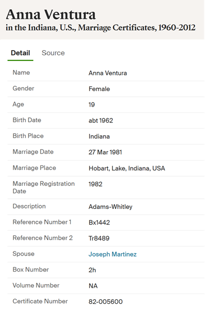 Anna Ventura Martinez Berrios marriage info, Class of 1980
