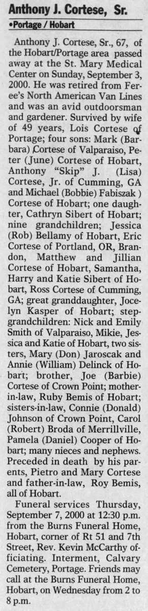 Anthony (Tony) Cortese, Class of 1952