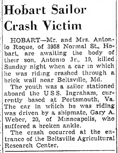 Antonio (Tony) Roque obit article, Class of 1955
