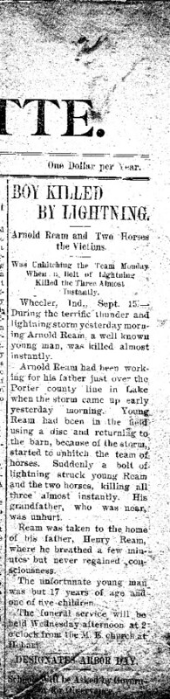 Arnold Ream obituary article, Class of 1905