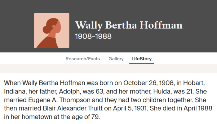 Avis Truitt's mother Wally Bertha Hoffman, Class of 1945 (Avis)