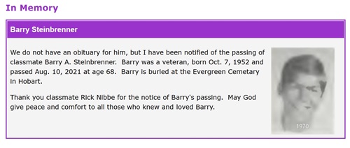 Barry Steinbrenner class tribute, Class of 1971