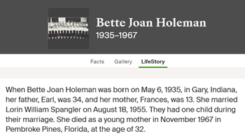 Betty (Bette) Holeman Spangler life into, Class of 1952