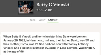 Betty Griffiths life info, Class of 1940
