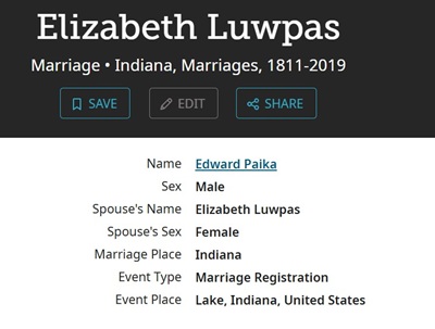 Betty Luwpas Paika marriage info, Class of 1948