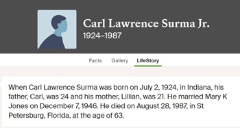 Carl Lawrence Surman life info, Class of 1943