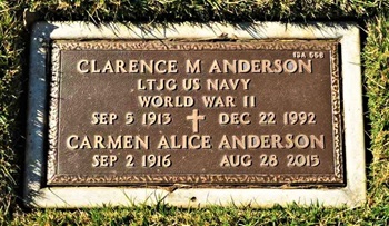 Carmen Whisler Anderson gravestone, Class of 1934