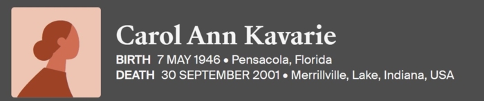 Carol Kavarie obituary information, Class of 1965