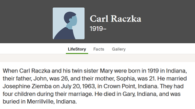 Charles (Carl) Ronska (Raczka) life info, Class of 1938