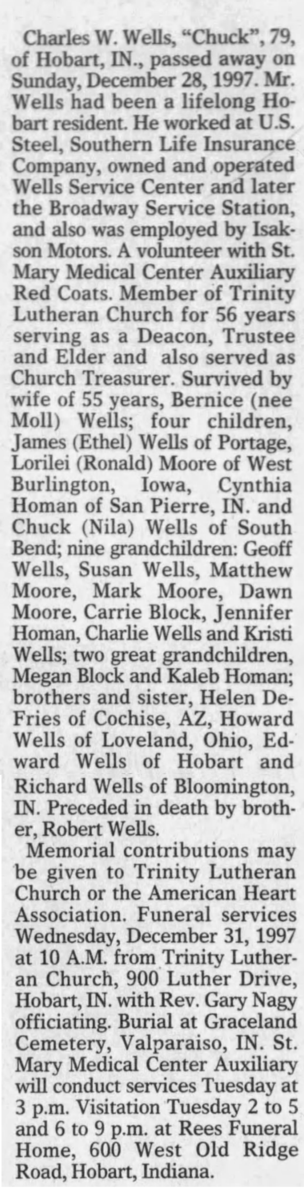 Charles Wells Obituary, Class of 1936