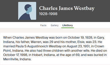 Charles Westbay life info, Class of 1946