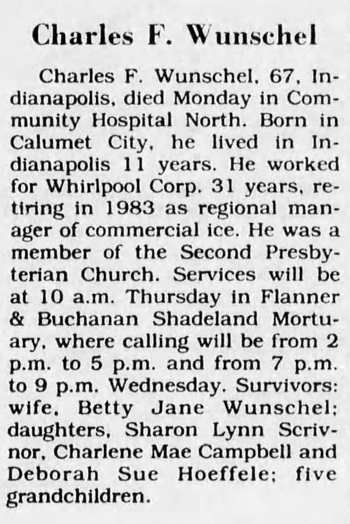 Charles Wunschel obit, Class of 1936