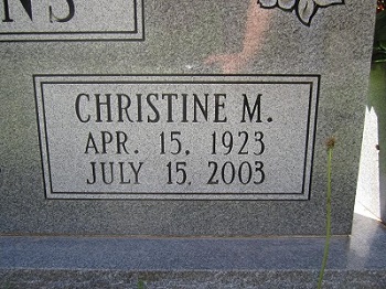 Christine Marler Clemmons gravestone, Class of 1941