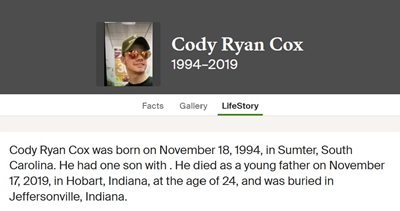 Cody Cox life info, Class of 2013