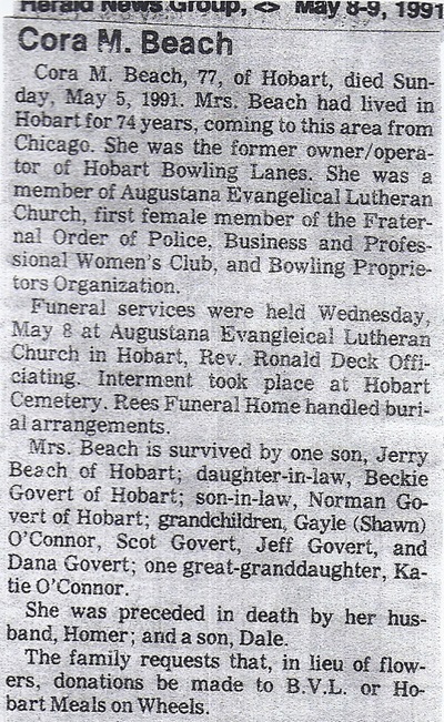 Cora Nichols Beach obit, Class of 1932