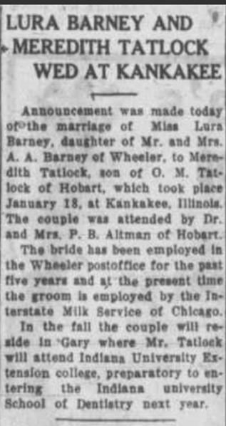 Daniel Meredith Tatlock marriage info, Class of 1934