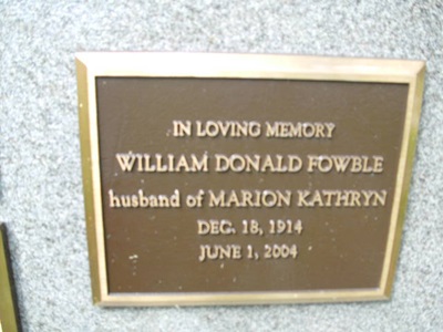 Donald Fowble gravestone, Class of 1931