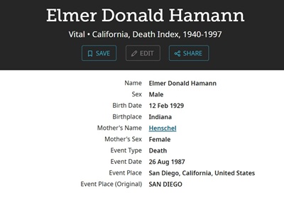 Donald Hamann life info, Class of 1946