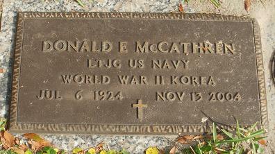 Donald McCathren gravestone, Class of 1942